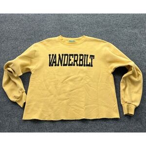 Champion Vanderbilt Sweatshirt Women M Yellow Cropped Fleece Crewneck Pullover